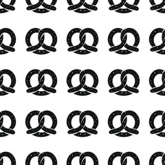 Gingerbread bakery product black simple silhouette vector seamless pattern, silhouette stylish texture. Repeating Gingerbread seamless pattern background for bakery design and web