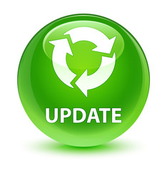 Update (refresh icon) glassy green round button