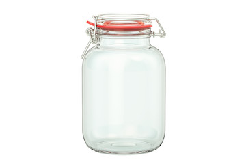 Closed empty glass jar, 3D rendering