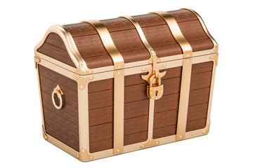 Treasure chest, closed. 3D rendering
