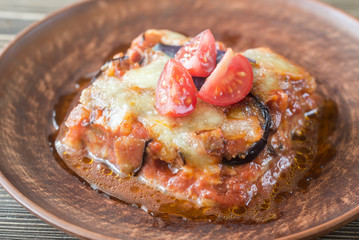 Portion of parmigiana di melanzane