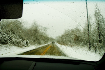 driving in the snowy winter