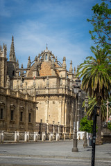 Fototapeta premium A view of the dome of the Gothic cathedral in Seville, Spain, Europe
