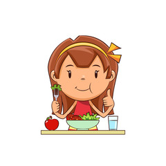 Girl eating salad