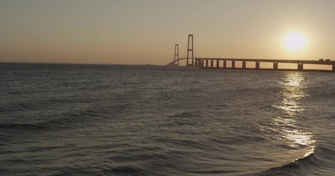 Yi Sun-Sin bridge at sunset, slow motion