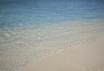 Fototapeta na wymiar Beautiful view of the exotic resort, Maldives, palm trees, azure ocean, blue lagoon