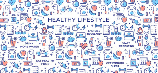 Healthy Lifestyle Vector Illustration, Dieting, Fitness & Nutrition
