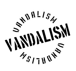 Vandalism rubber stamp. Grunge design with dust scratches. Effects can be easily removed for a clean, crisp look. Color is easily changed.