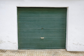 green garage door