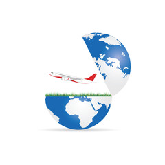 Fototapeta premium globe with airplane illustration