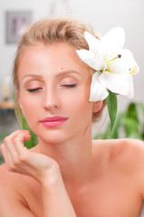 Beauty and spa. Beautiful young woman with clean fresh skin