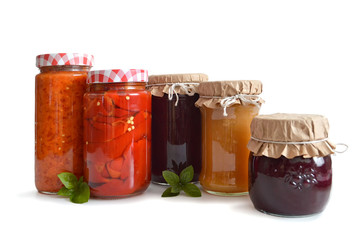 Preserves in the jars isolated on white background