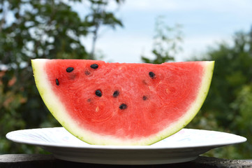 Watermelon slice on the plate