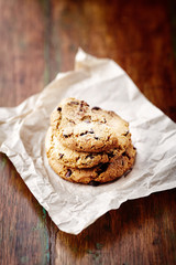 Chocolate Chip Cookies on a wooden Table