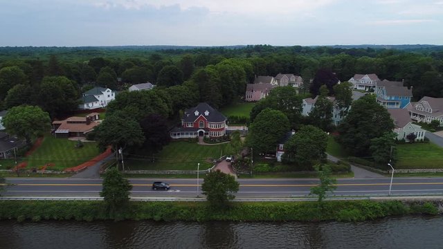 Aerial Luxury Real Estate Wakefield Middlesex County Massachusetts 4k