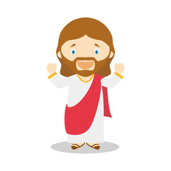 Jesus of Nazareth cartoon character. Vector Illustration. Kids History Collection.