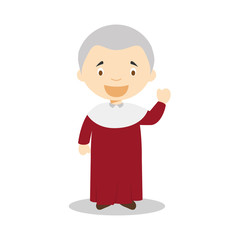 Montesquieu cartoon character. Vector Illustration. Kids History Collection.