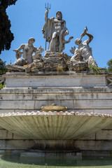 Fototapeta na wymiar ROME, ITALY - JUNE 22, 2017: Amazing view to Fountain of Neptune at Piazza del Popolo in city of Rome, Italy