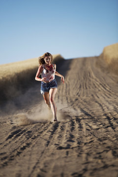 bloody female running scared