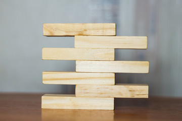 Concept of growth in business,stack of wooden block i
