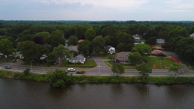 Aerial video homes in Wakefield Middlesex County Massachusetts