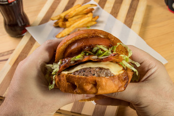 Holding burger snack