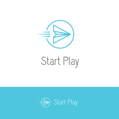 Paper plane looking like a play or start button
