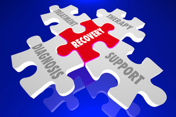 Recovery Diagnosis Treatment Support Therapy Puzzle Pieces 3d Illustration