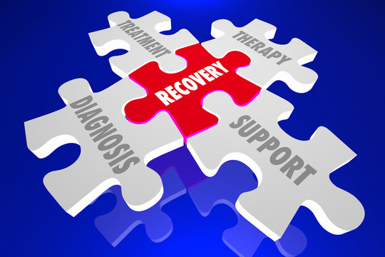 Recovery Diagnosis Treatment Support Therapy Puzzle Pieces 3d Illustration