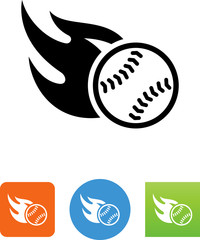 Baseball On Fire Icon - Illustration
