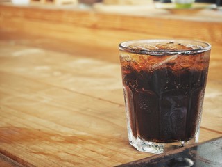 Cola with ice cubes
