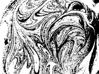 Black and white liquid texture. Watercolor hand drawn marbling illustration. Abstract vector background. Monochrome marble pattern.