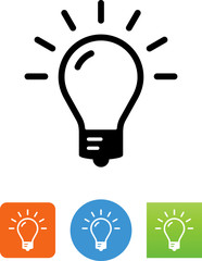 Bright Light Bulb Icon - Illustration