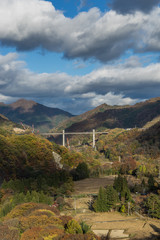 Naklejka premium 秋の八ッ場ダム予定地の風景