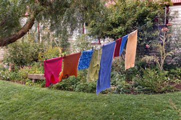 Washing hanging on clothesline