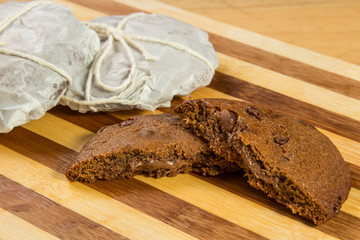 cookies chocolate in table wood