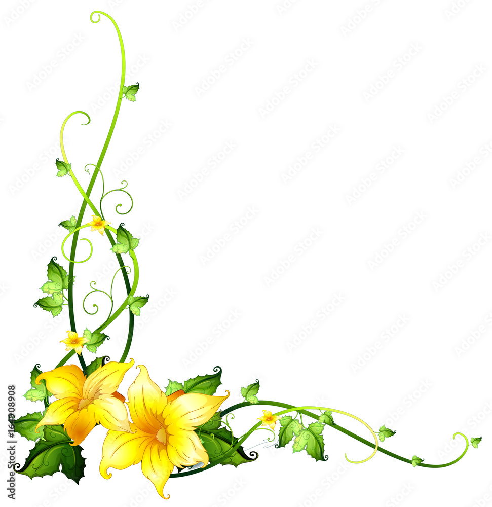 Wall mural Border template with yellow flowers