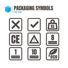 Set Of Packaging Symbols icon. logo. symbol. on white background