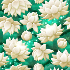 白のハスの花のパターン