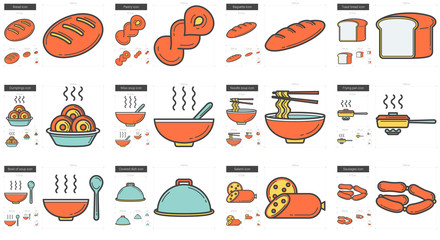 Junk food line icon set.