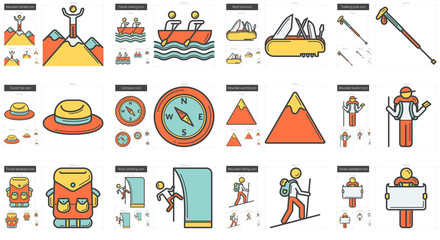 Travel and holiday line icon set.
