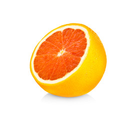 Orange fruit with red meat. On a white background