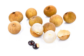 Fresh longan fruits isolated on white background