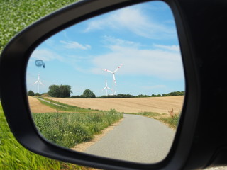 Car mirror reflection nature	