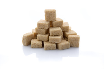 sugar cubes on white background.