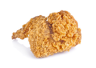 Golden brown fried chicken wings on white background