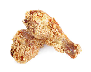 Hot fried chicken isolated on the white background.