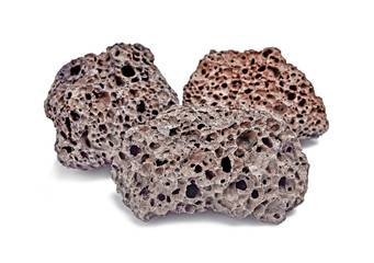 Pumice volcanic stone isolated on white background
