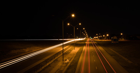 Fototapeta na wymiar Highway at Night - Light Trails