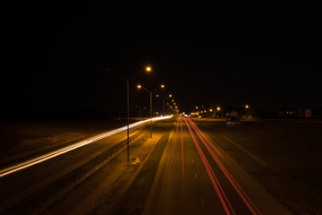 Fototapeta na wymiar Highway at Night - Light Trails